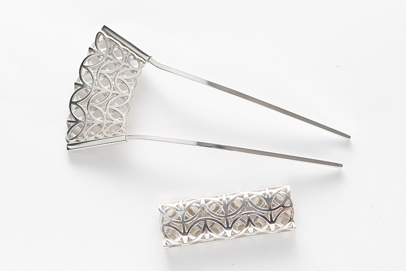 CHIKUEIDO JEWELRY　銀製和装小物「ファヤージュ」簪＆帯留めセット